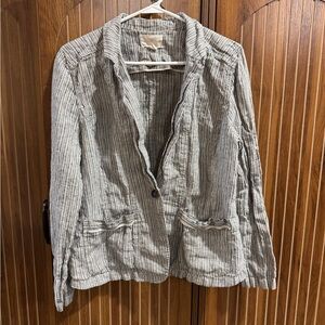 Caslon Blue and White Striped Linen Blazer